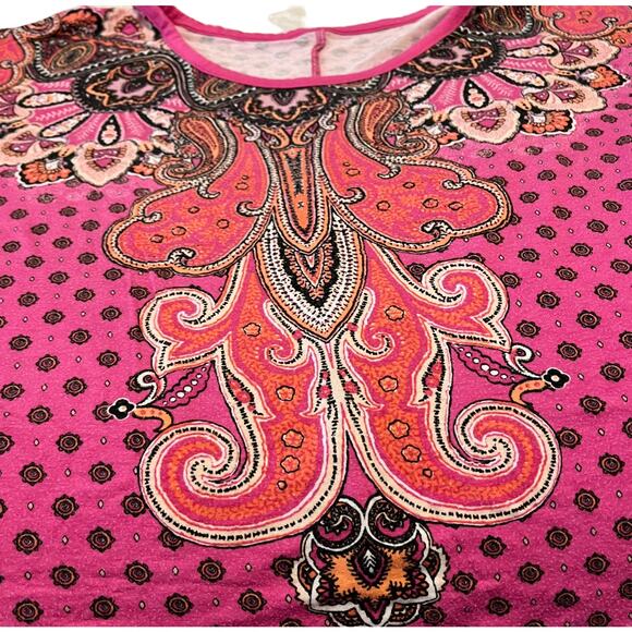 LANE BRYANT KAFTAN/KIMONO COLD SHOULDER TOP WOMENS, 14/16-PINK BROWN ORANGE ABST - Picture 6 of 12